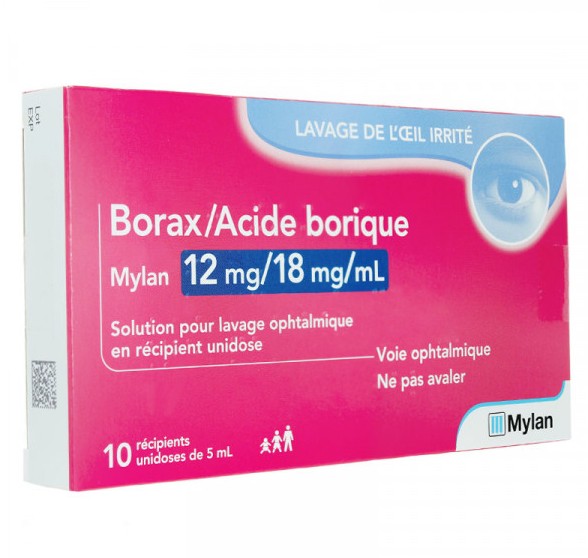 Borax/Acide Borique Solution pour Lavage Ophtalmique 10 Unidoses