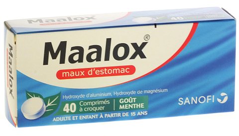 Maalox Maux d'Estomac Menthe 40 Comprimés à Croquer