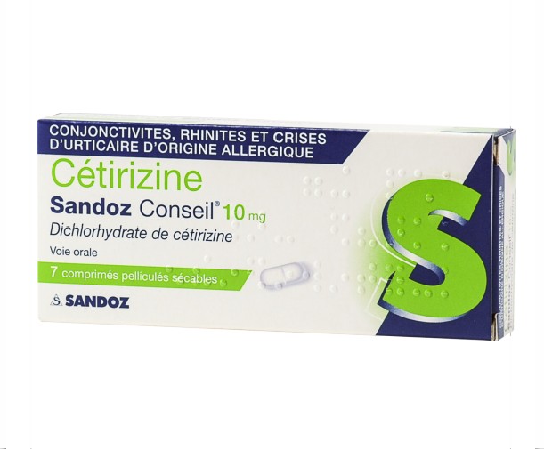 Cetirizine 10mg Sandoz 7 Comprimés