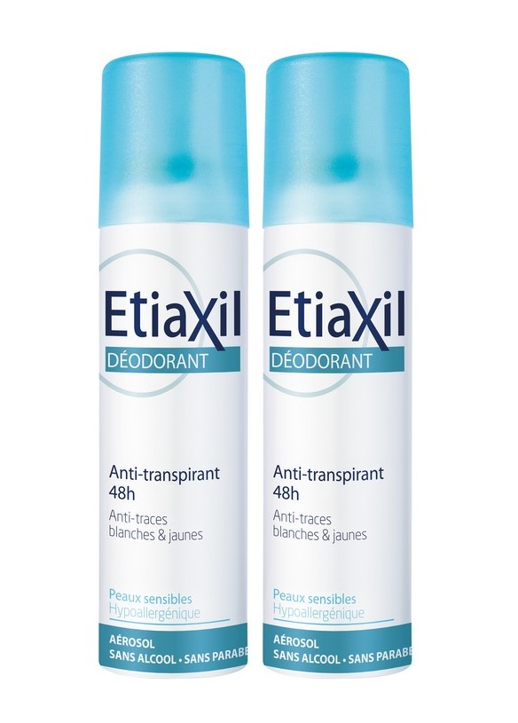 Etiaxil Déodorant Aisselles Aérosol Peaux Sensibles Lot de 2
